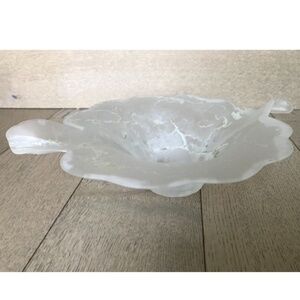 Vintage CREAZIONI SILVESTRI Arte Murano Crystal Frosted Glass Dish Bowl ITALY
